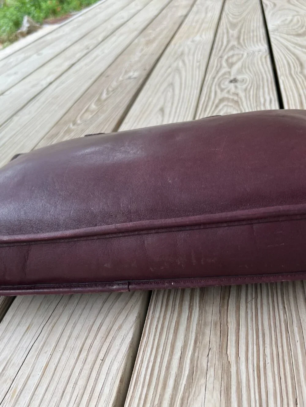 Vintage Coach glue-in label burgundy Handle Portfolio #5050 1970s 1980s rare - Picture 14 of 16